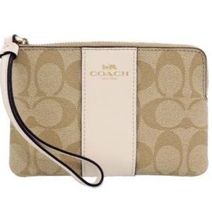 Coach Signature PVC Leather Corner Zip Wristlet